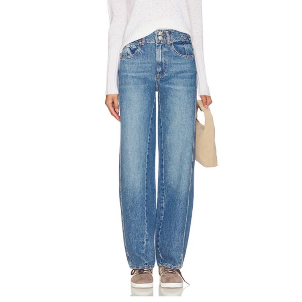 WE THE FREE The Aster High Rise Straight Leg Relaxed Fit Jean Medium Wash SZ: 30